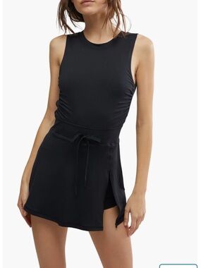 Free People Black Tank Dress with Drawstring Waist